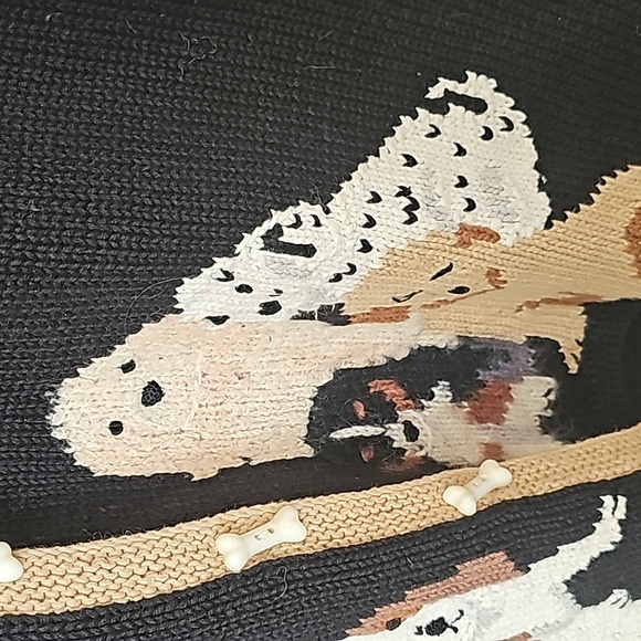 Storybook Knits Vtg 90's Dog Cardigan Sweater with Pupoy Bone Buttons Sz L EUC - Picture 8 of 11